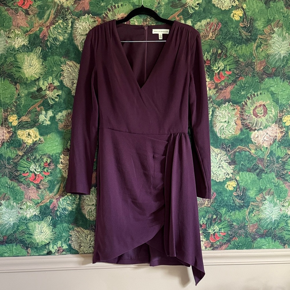 Dress the Population Deep Purple Long Sleeve Dress